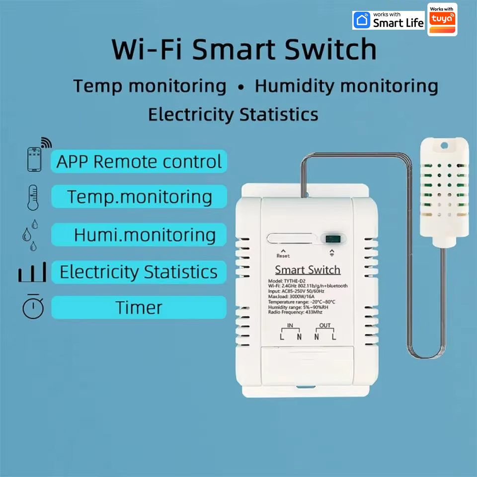 Work with tuya 16A 3000W WiFi  – Smart Home Energy Monitor recenzja i cena